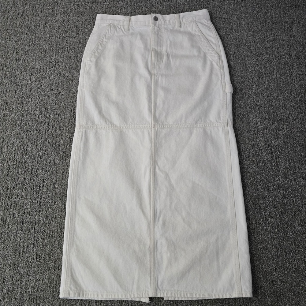 Madewell White Denim Utility Maxi Skirt NWT Fair Trade Cotton Size 28